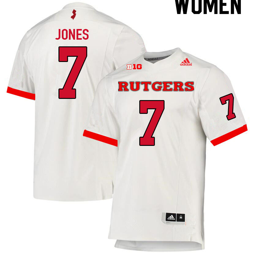 Women #7 Shameen Jones Rutgers Scarlet Knights College Football Jerseys Sale-White